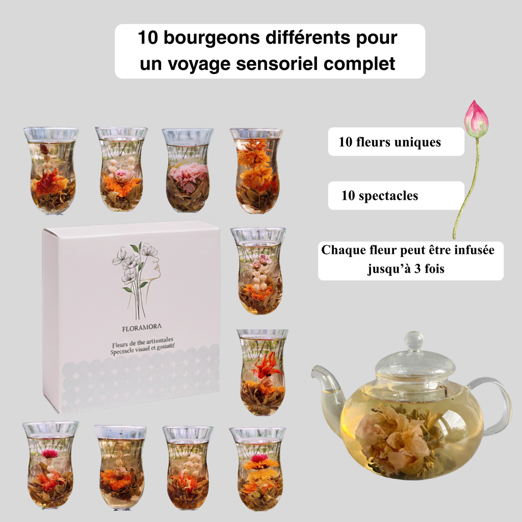 Coffret 10 fleurs de thé mixtes - idée cadeau